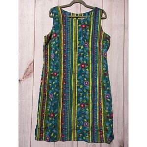 Maggie Sweet Women's Floral Stripe Sheath Dress Large Sleeveless Zip Back